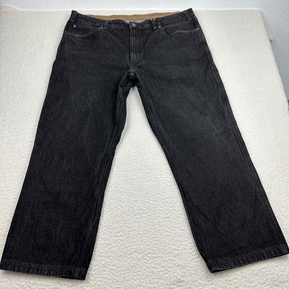 Duluth Trading Flex Fire Hose Jeans Men's 44X30 Black Straight Leg Utility Work